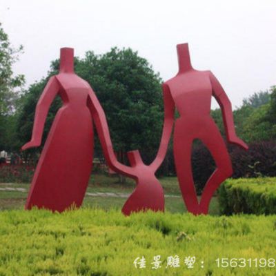不锈钢一家三口剪影人物