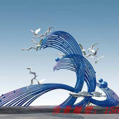 不锈钢抽象海浪海鸥设计图