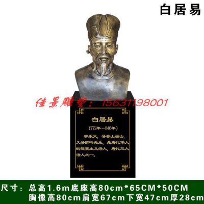 校园名人白居易头像铜雕