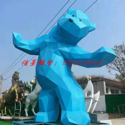 不锈钢大狗熊雕塑卡通网红熊雕塑