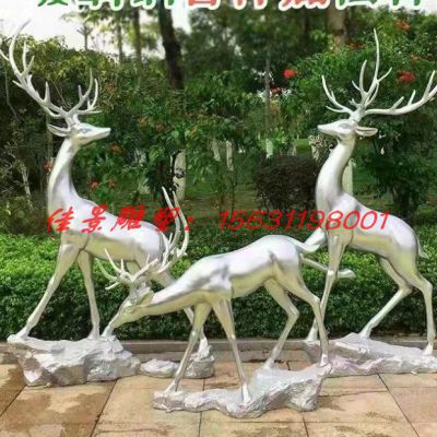 不锈钢镜面梅花鹿雕塑