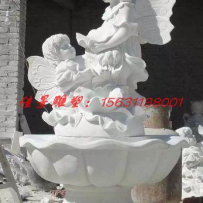 小区天使人物喷泉石雕