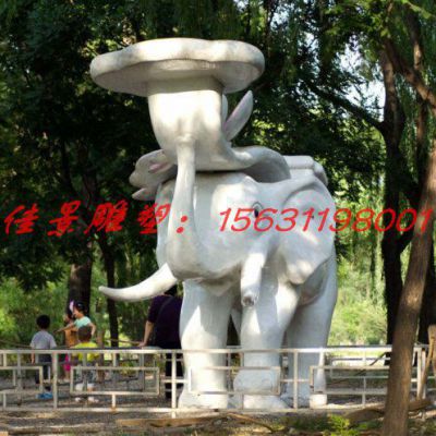 如意动物大象石雕