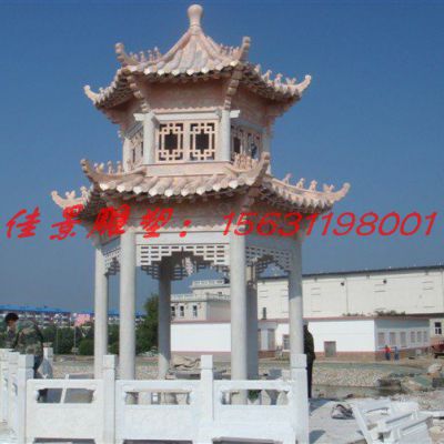 小区双层凉亭石雕
