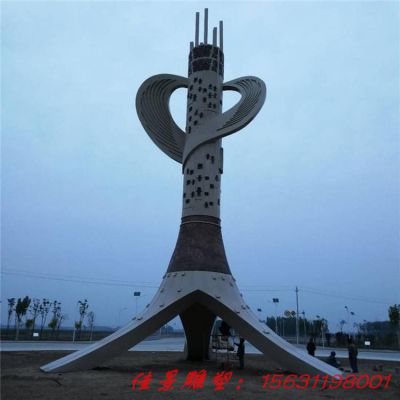 小区景观不锈钢精神堡垒标志雕塑
