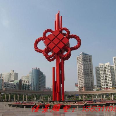 城市大型不锈钢中国结雕塑