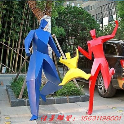 公园景观不锈钢一家三口剪影人物