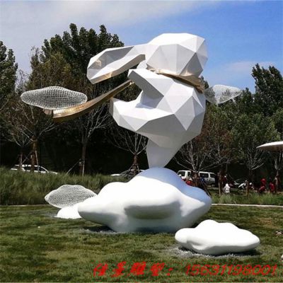 不锈钢卡通动物网红兔子雕塑