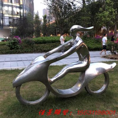 不锈钢雕塑运动主题骑车人物雕塑