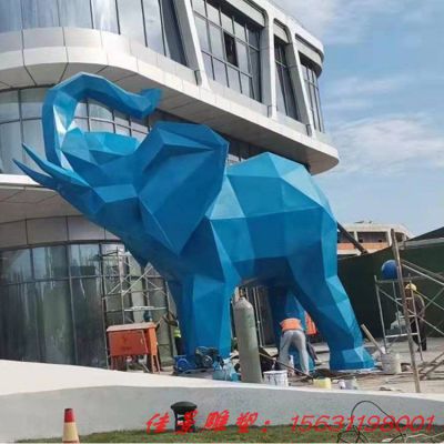 不锈钢彩绘喷漆几何大象雕塑
