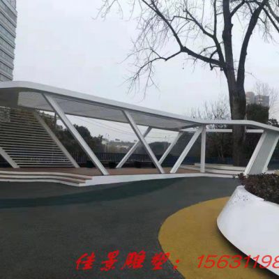 大型不锈钢公园金属廊架雕塑