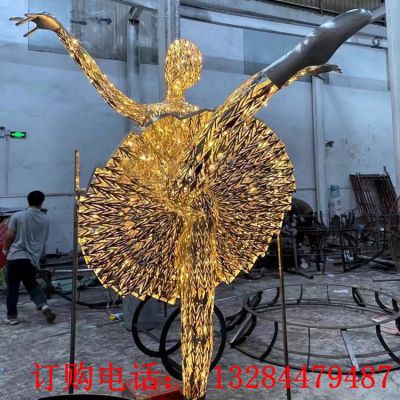 不锈钢夜间发光跳舞女孩雕塑