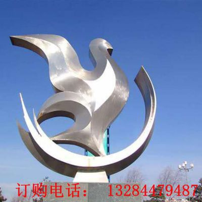 大型不锈钢镜面异型和平鸽雕塑
