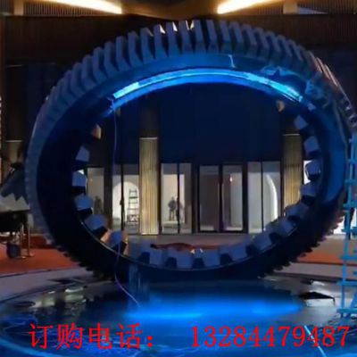 大型不锈钢喷泉水景齿轮发光雕塑