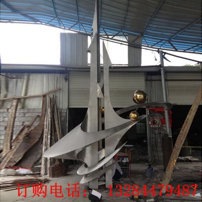 大型不锈钢镜面抽象帆船艺术雕塑
