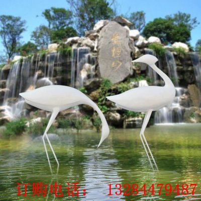 不锈钢白鹤动物造型雕塑