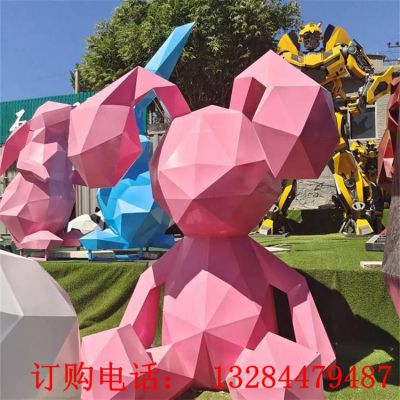 不锈钢兔子几何切面卡通雕塑