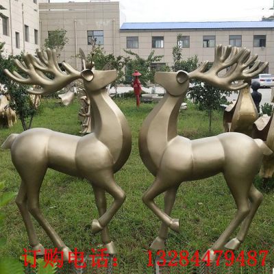 不锈钢动物大角麋鹿造型雕塑