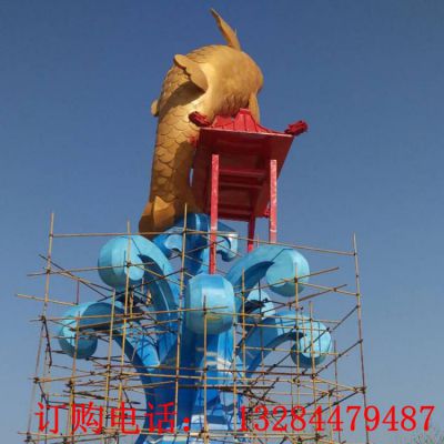 不锈钢鲤鱼跃龙门造型雕塑