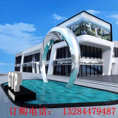 不锈钢半圆镜面水景雕塑