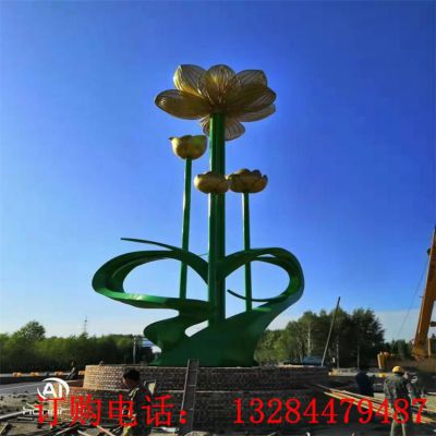 大型不锈钢莲花雕塑