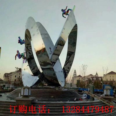 不锈钢运动人物滑雪造型雕塑
