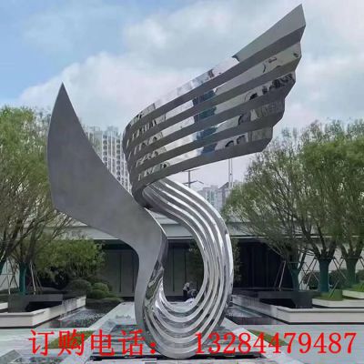 不锈钢翅膀镜面造型雕塑