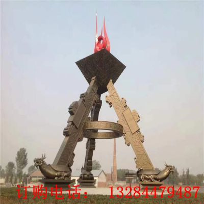 大型不锈钢龙龟火炬造型雕塑