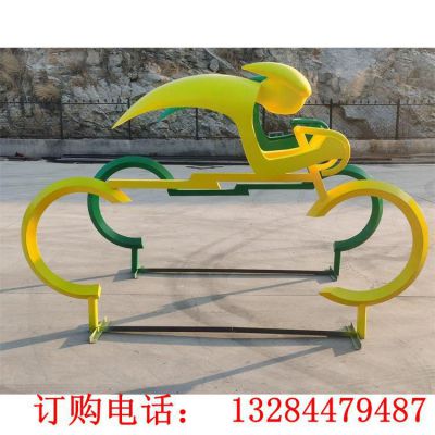 不锈钢骑自行车人物抽象雕塑