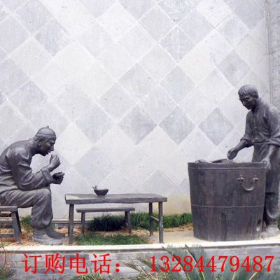 古代小摊吃饭造型铜雕
