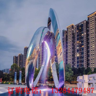不锈钢莫比乌斯环造型喷泉雕塑