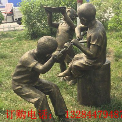 孩童打水造型铜雕