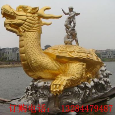 不锈钢龟龙组合造型雕塑
