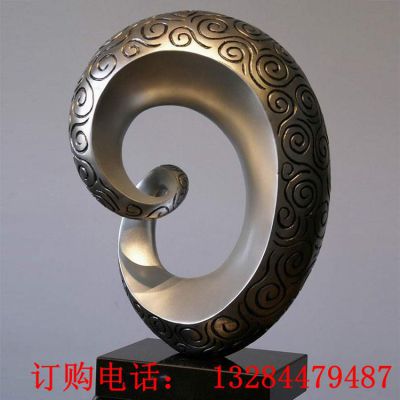 不锈钢扭曲圆环刻花纹雕塑