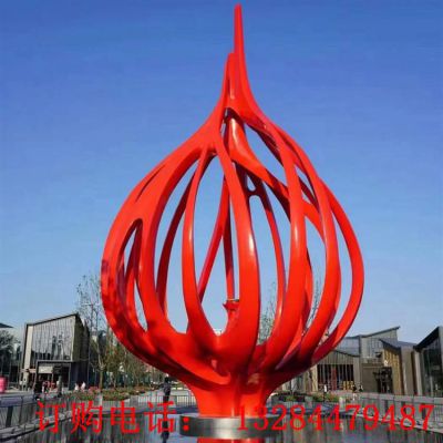 大型不锈钢蒜头造型镂空雕塑