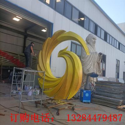 不锈钢抽象凤凰圆环造型雕塑