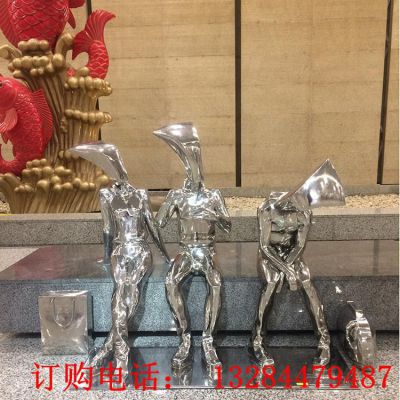 不锈钢镜面抽象人物雕塑