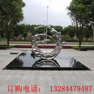 不锈钢海浪圆环雕塑