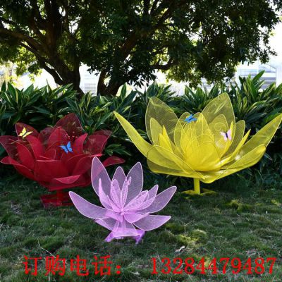 不锈钢镂空花编织雕塑
