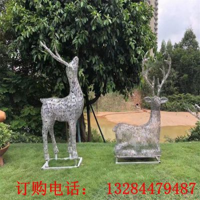 不锈钢镂空文字梅花鹿雕塑