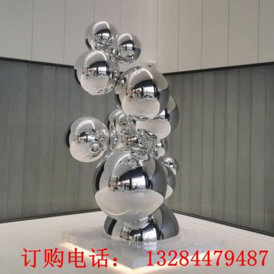 不锈钢圆球堆叠雕塑