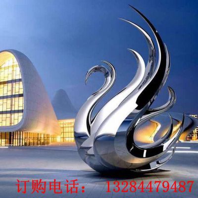 不锈钢镜面天鹅抽象雕塑