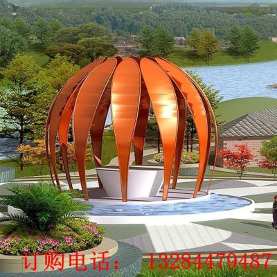 不锈钢圆形凉亭雕塑