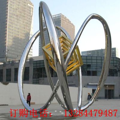 不锈钢抽象圆环组合雕塑