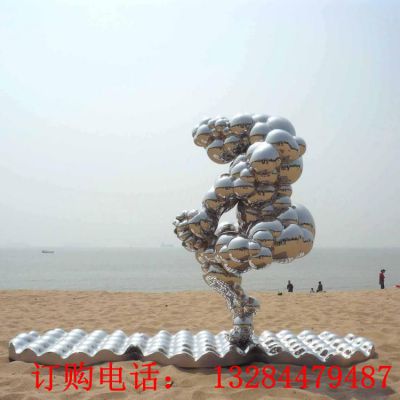 不锈钢抽象圆球人物雕塑
