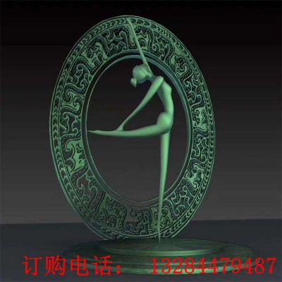 不锈钢圆环跳舞少女雕塑