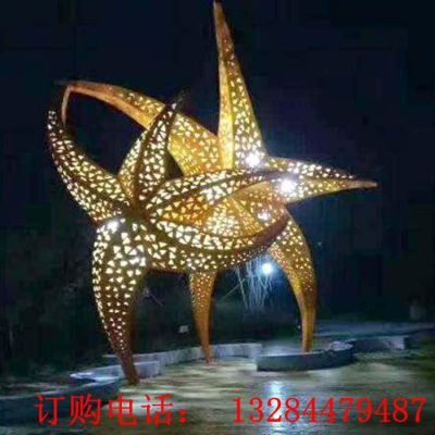 不锈钢发光海星雕塑