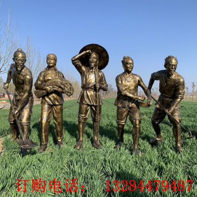 农民耕地铜雕
