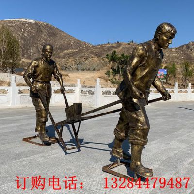 农耕文化农民耕地铜雕