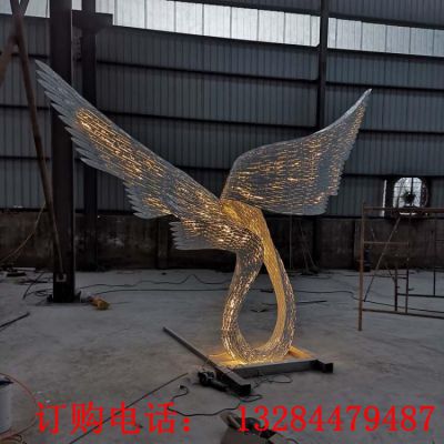 不锈钢发光翅膀雕塑